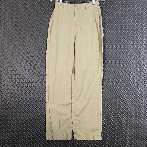 Uniqlo Women's Linen Blend Pants XS Waist 24–25 Khaki Beige Straight Casual - Picture 1 of 9